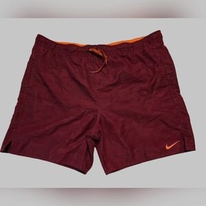 Nike Men's Athletic Shorts Sz L Burgundy Orange Built-In Liner Swimming Trunks